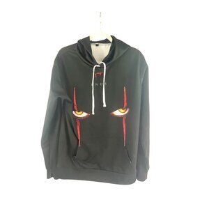IT Chapter Two Black Hoodie S Pennywise Graphic Print Sweatshirt Goth Grunge